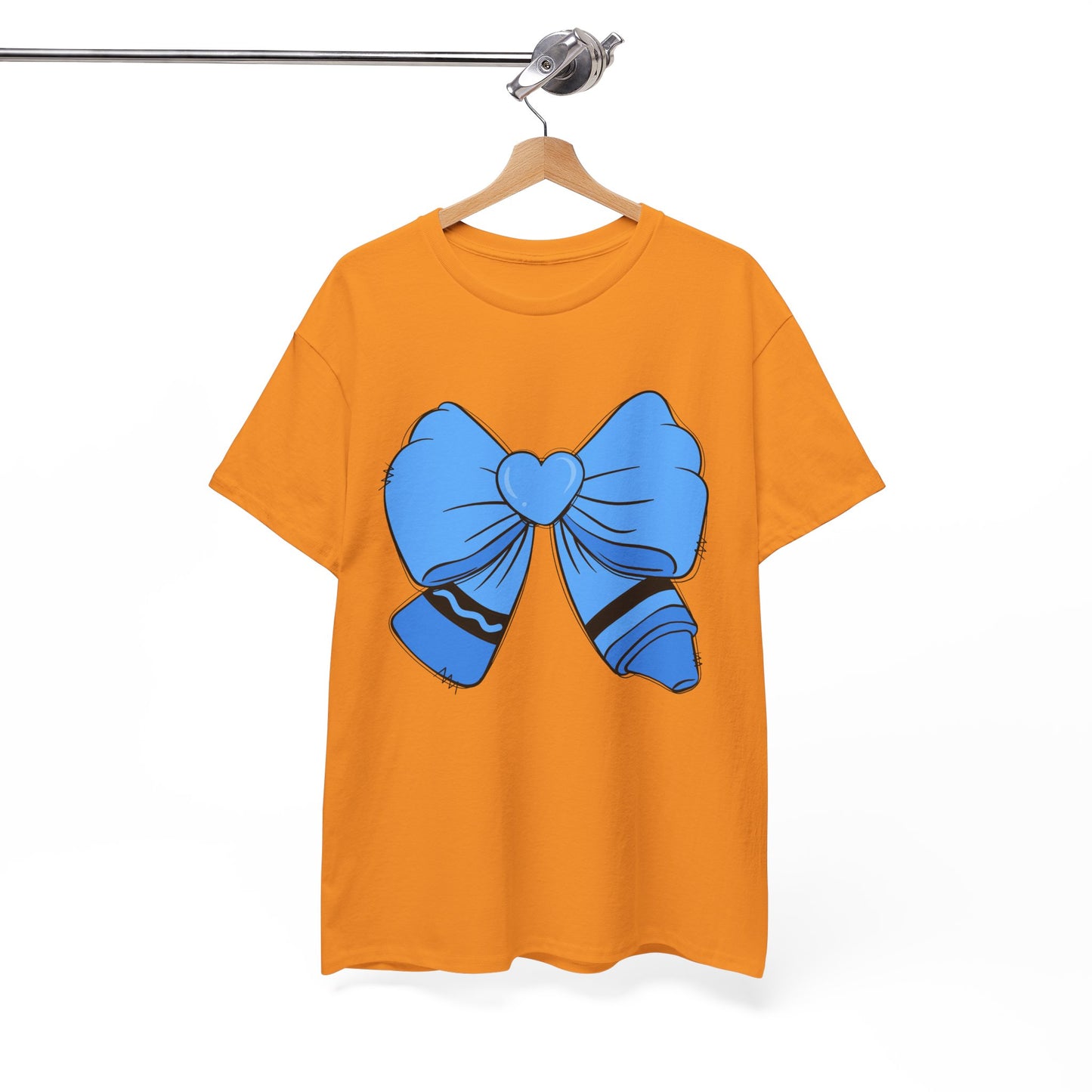 Blue Bow Heart Unisex Tee | Cute Graphic T-Shirt, Gift for Friends, Trendy Casual Wear, Birthday Apparel, Stylish Everyday Top