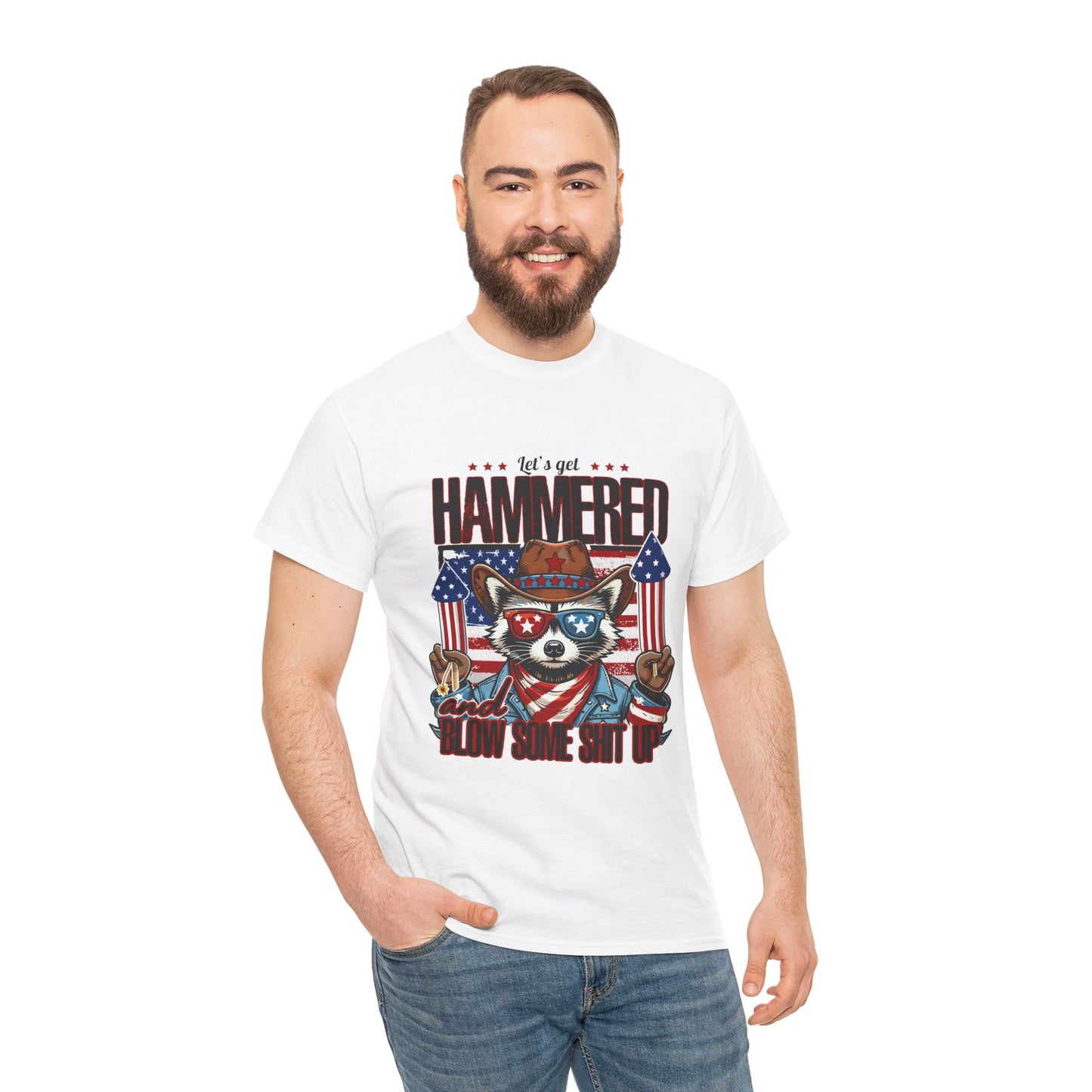 Patriotic Let's Get Hammered! American Party Raccoon Shirt