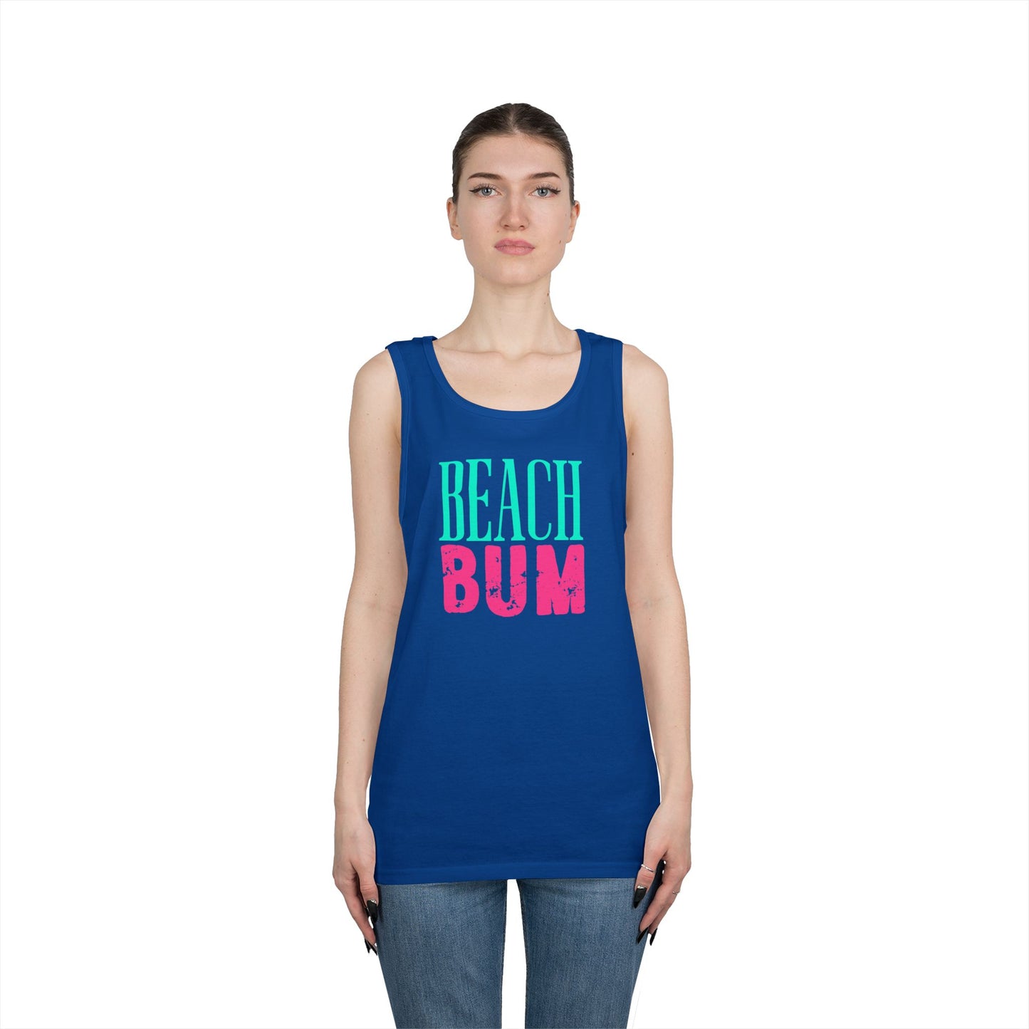 Beach Bum Tank Top – Retro Teal & Pink Summer Graphic