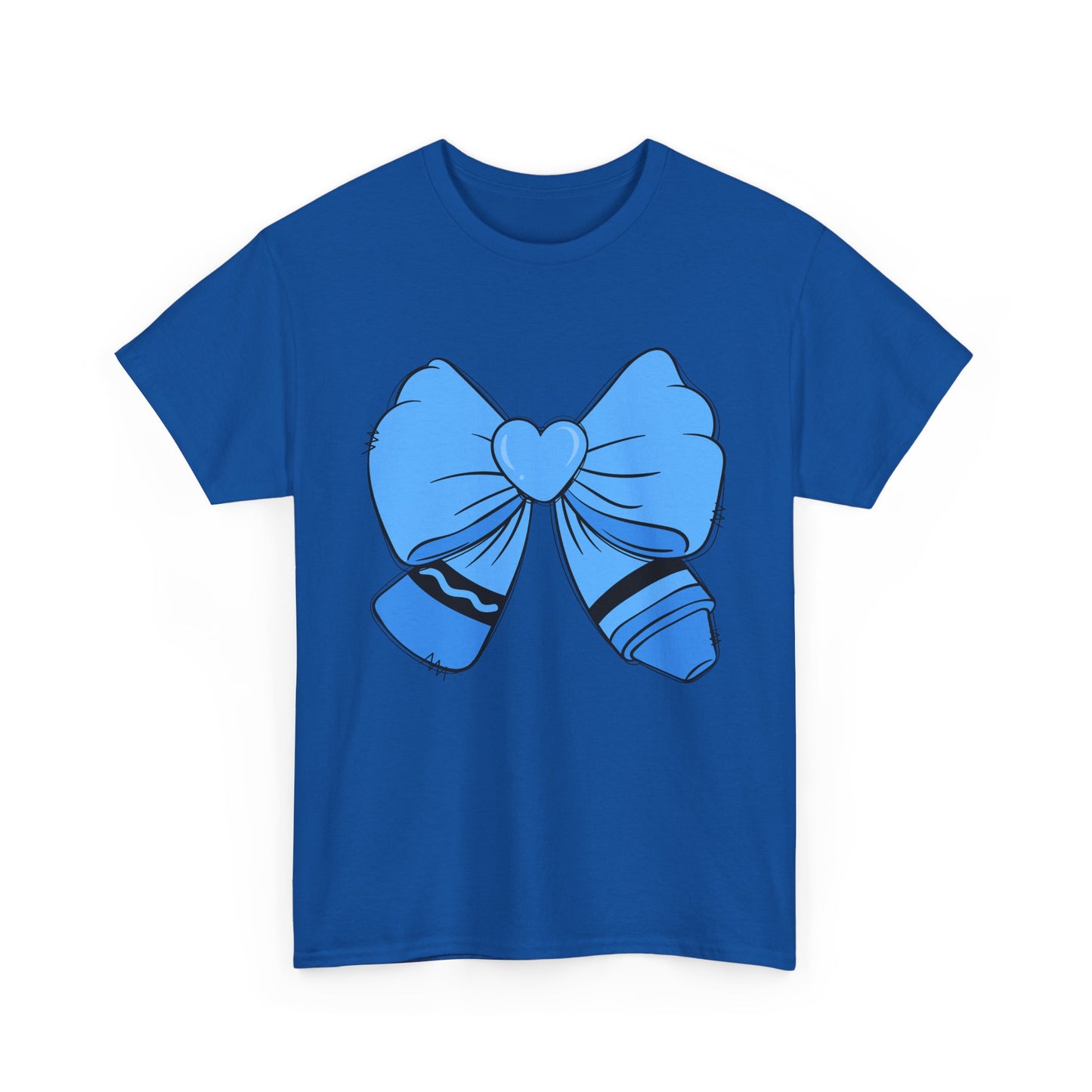 Blue Bow Heart Unisex Tee | Cute Graphic T-Shirt, Gift for Friends, Trendy Casual Wear, Birthday Apparel, Stylish Everyday Top
