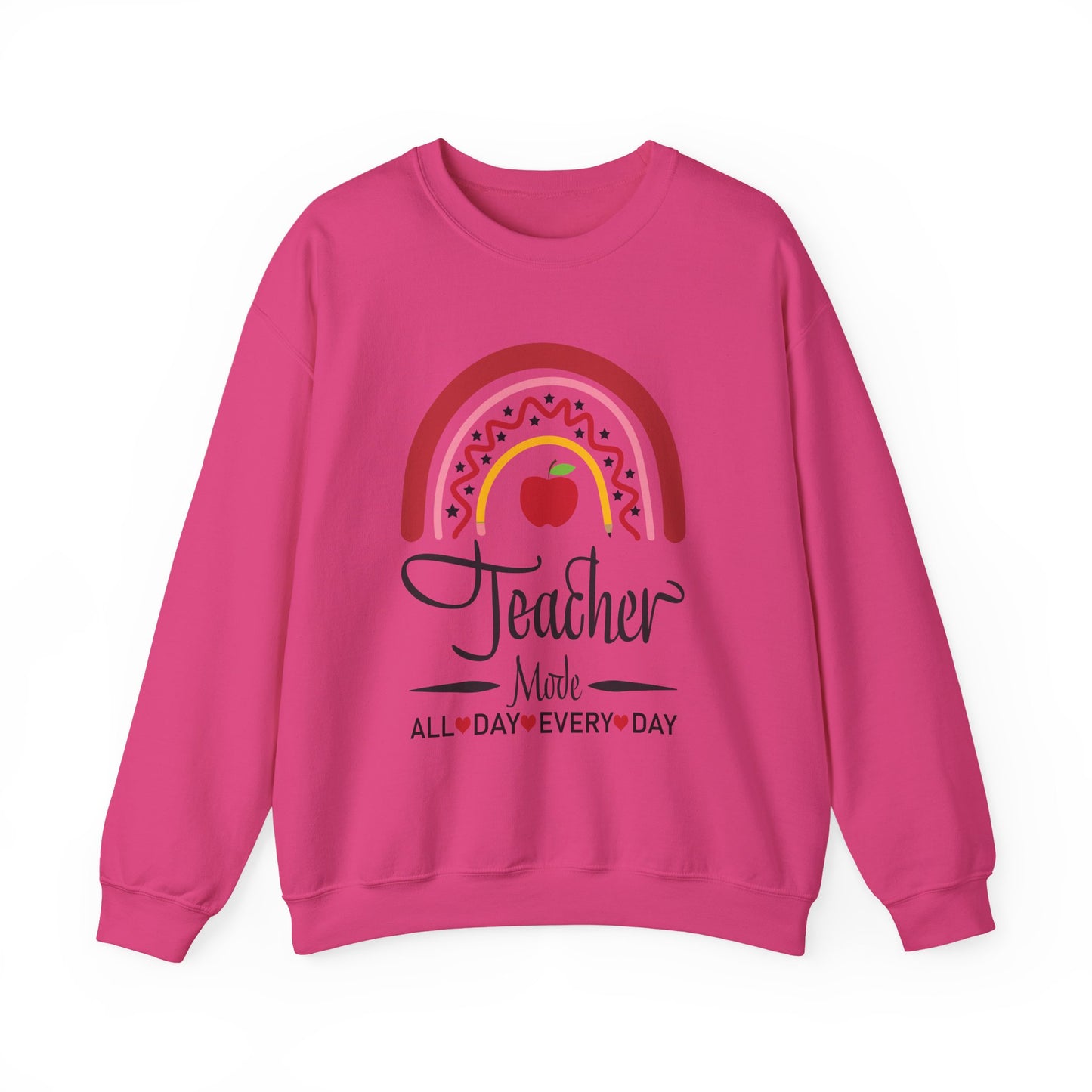 Teacher Made All Day Everyday Crewneck Sweatshirt, Comfortable Gift for Educators, Back to School, Teacher Appreciation, Cozy Gift