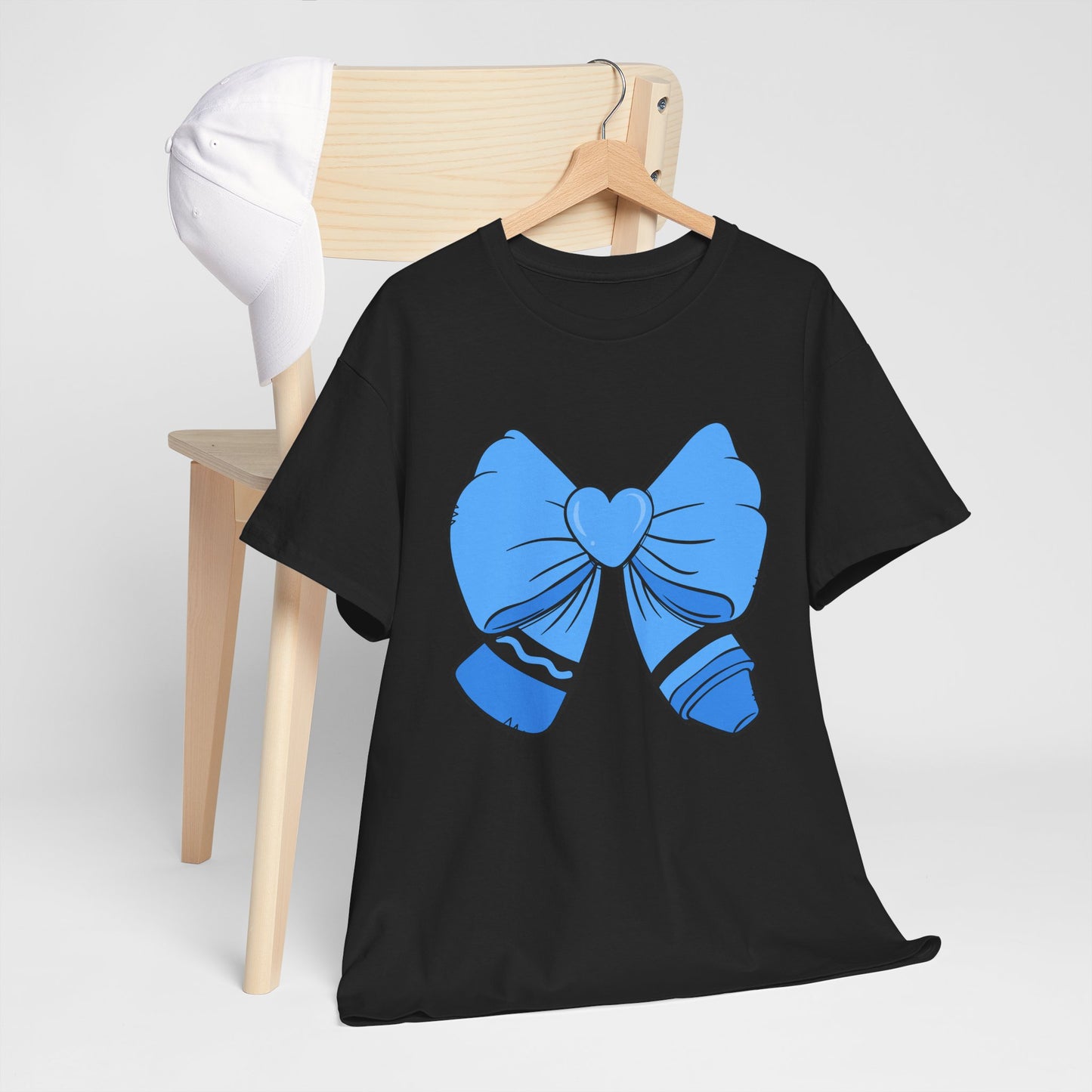 Blue Bow Heart Unisex Tee | Cute Graphic T-Shirt, Gift for Friends, Trendy Casual Wear, Birthday Apparel, Stylish Everyday Top