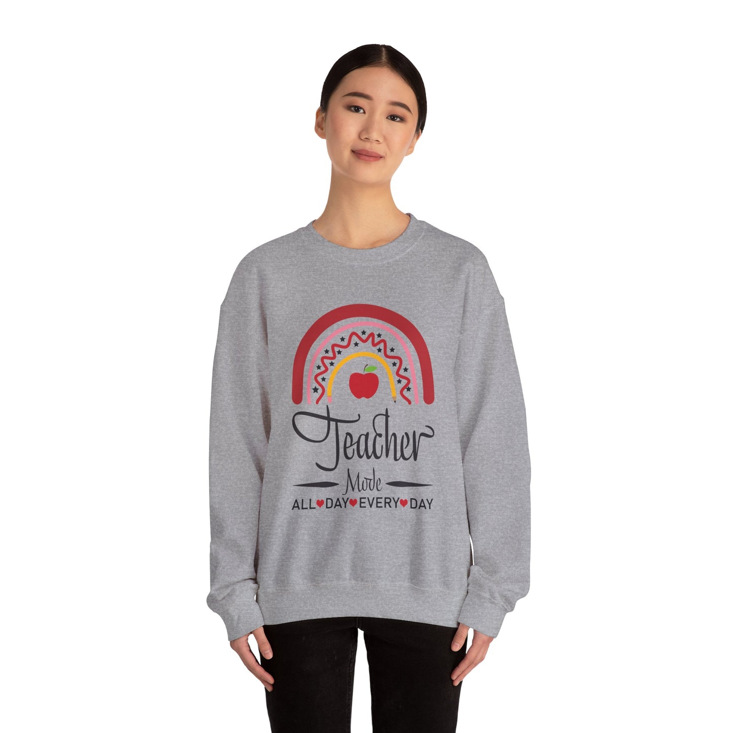 Teacher Made All Day Everyday Crewneck Sweatshirt, Comfortable Gift for Educators, Back to School, Teacher Appreciation, Cozy Gift