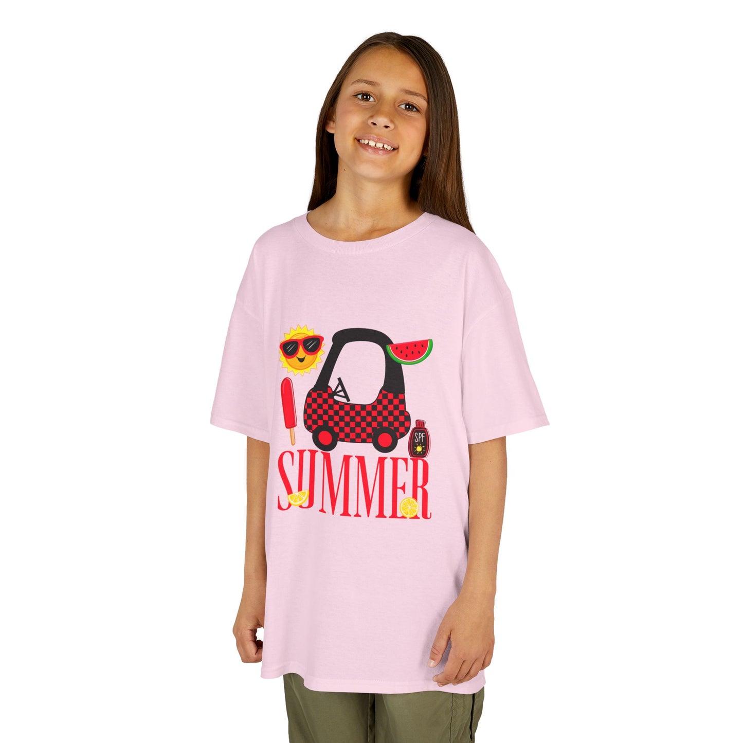Kids Summer Graphic Tee — 'Summer' Car, Sunglasses & Popsicle Design