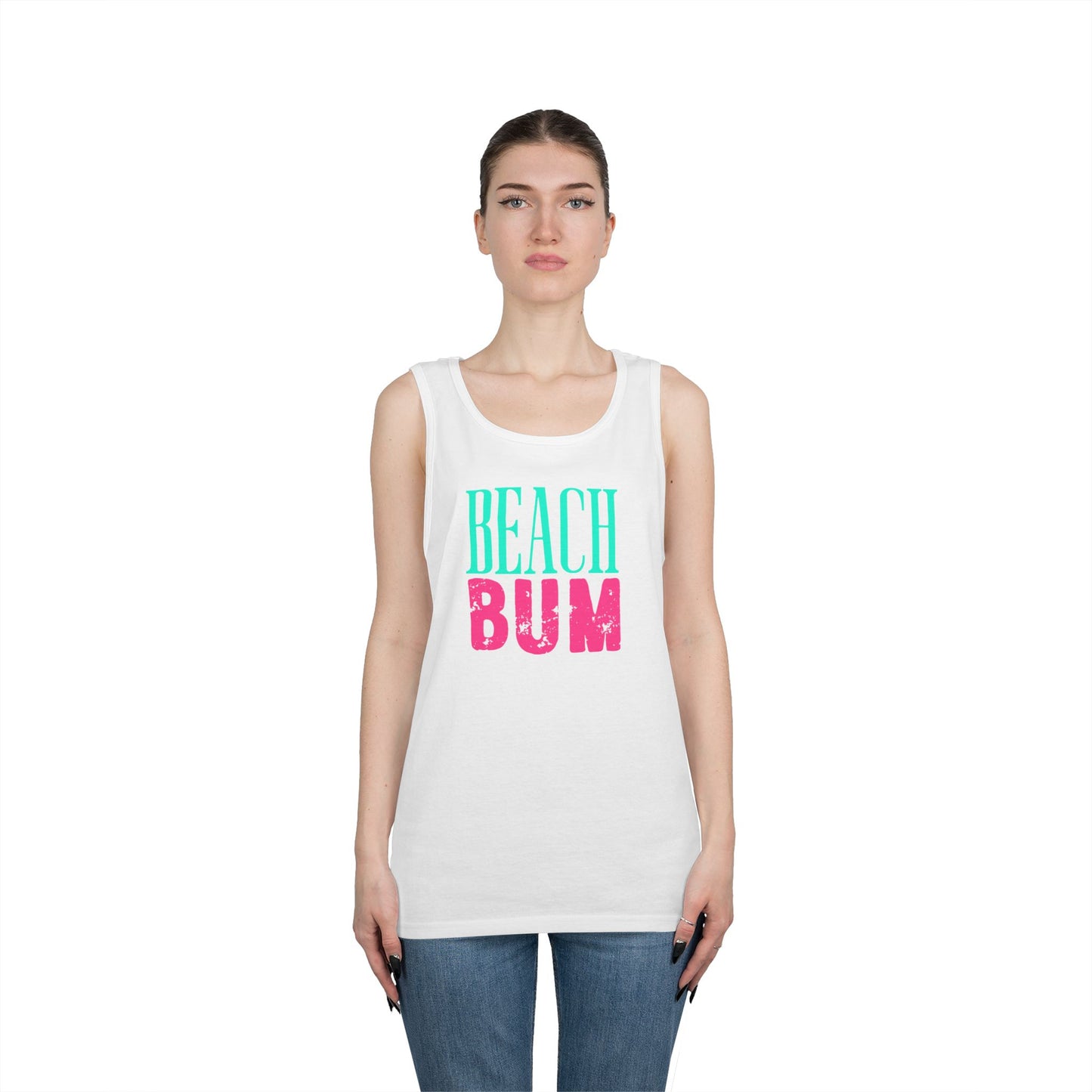 Beach Bum Tank Top – Retro Teal & Pink Summer Graphic