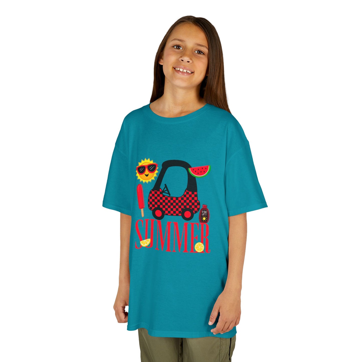 Kids Summer Graphic Tee — 'Summer' Car, Sunglasses & Popsicle Design