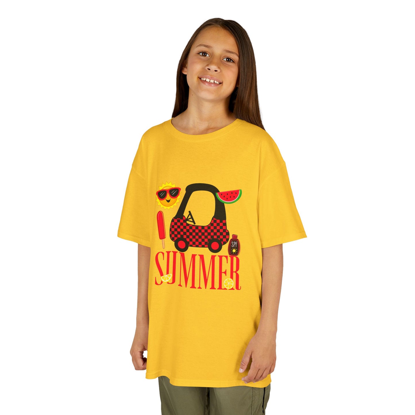 Kids Summer Graphic Tee — 'Summer' Car, Sunglasses & Popsicle Design