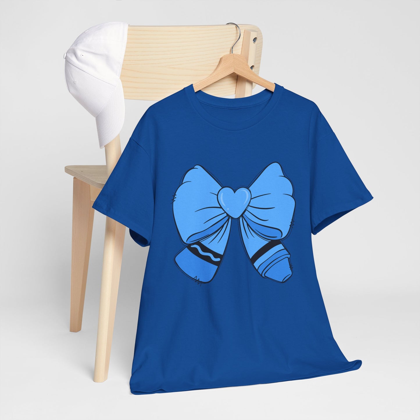 Blue Bow Heart Unisex Tee | Cute Graphic T-Shirt, Gift for Friends, Trendy Casual Wear, Birthday Apparel, Stylish Everyday Top