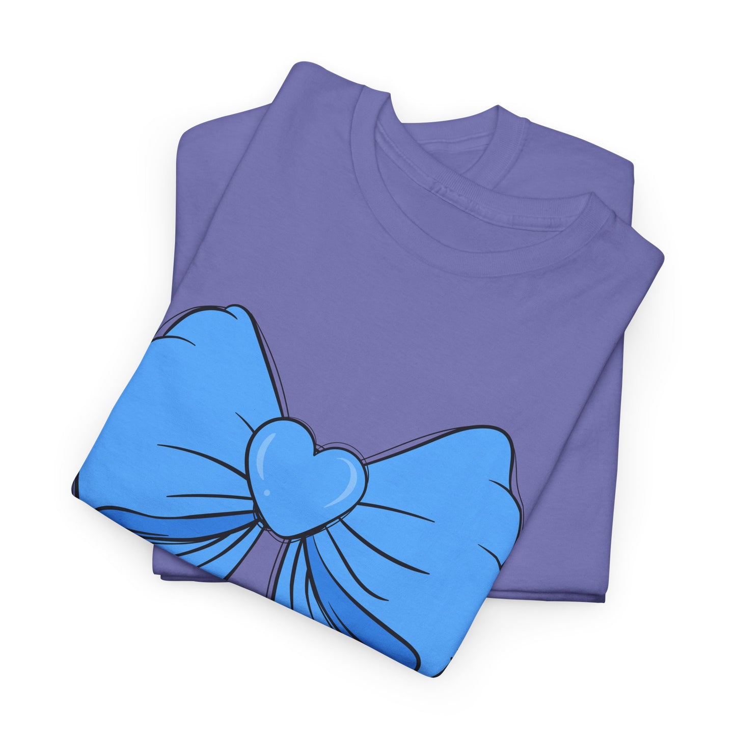 Blue Bow Heart Unisex Tee | Cute Graphic T-Shirt, Gift for Friends, Trendy Casual Wear, Birthday Apparel, Stylish Everyday Top