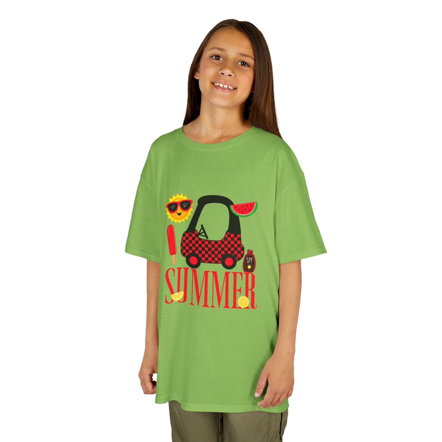 Kids Summer Graphic Tee — 'Summer' Car, Sunglasses & Popsicle Design