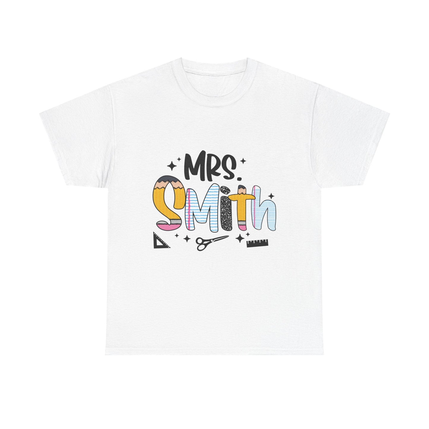 Custom Mrs. Smith Unisex Cotton Tee, Personalized Gift, Bridal Shower T-Shirt, Wedding Celebration, Newlywed Gift