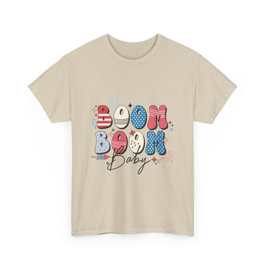 Celebrate Independence Day T-Shirt, Boom Boom Baby Tee, Fun Summer Shirt, Patriotic Apparel, Fourth of July Party Gift