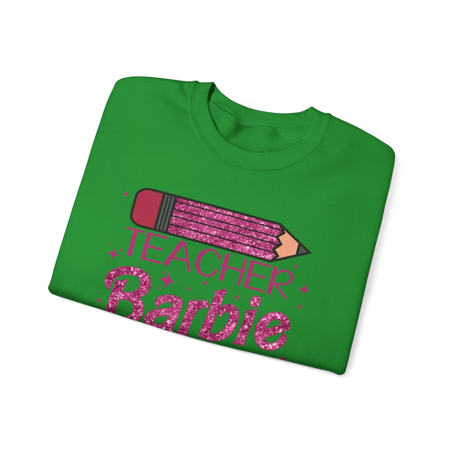 Glitter Pink Teacher Crewneck Sweatshirt | Fun Gift for Educators, Back to School, Teacher Appreciation, Casual Wear, Birthday Gift