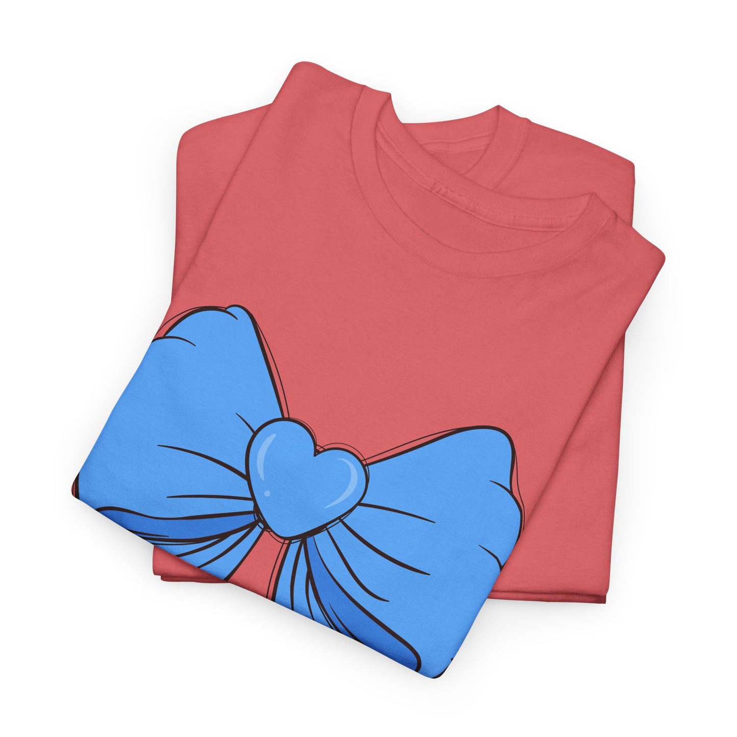 Blue Bow Heart Unisex Tee | Cute Graphic T-Shirt, Gift for Friends, Trendy Casual Wear, Birthday Apparel, Stylish Everyday Top