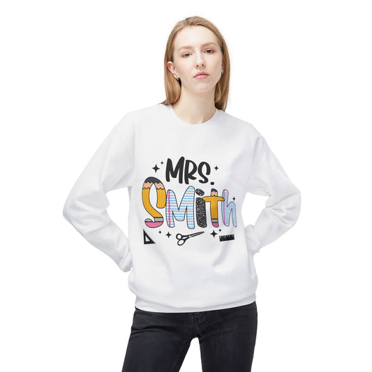 Personalized Mrs. Smith Crewneck Sweatshirt, Custom Fleece Sweatshirt, Cozy Gift for Her, Wedding Gift, Teacher Apparel, Fun Family Gift