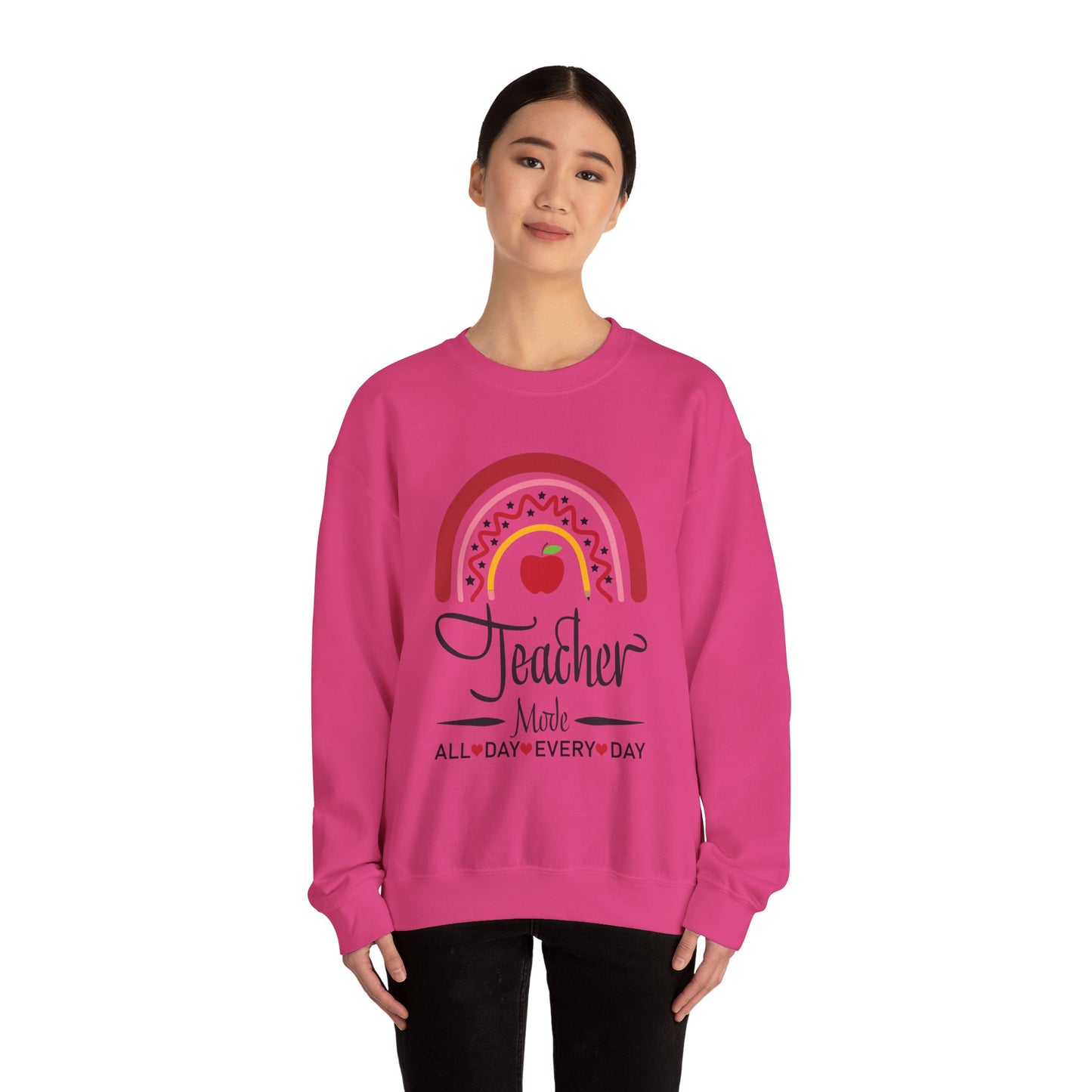 Teacher Made All Day Everyday Crewneck Sweatshirt, Comfortable Gift for Educators, Back to School, Teacher Appreciation, Cozy Gift