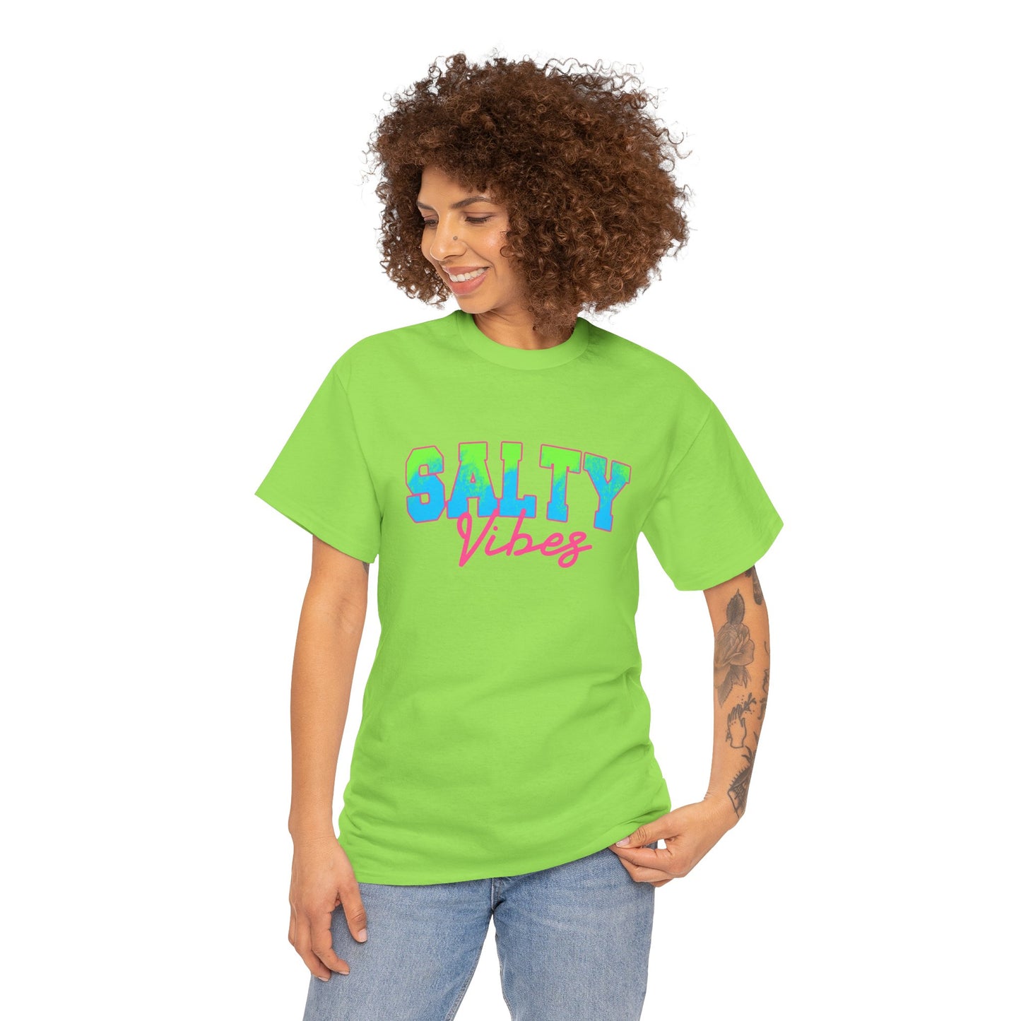 Salty Vibes Unisex Heavy Cotton Tee | Casual Summer Shirt, Beachwear, Gift for Friends, Ocean Lover, Graphic Tee