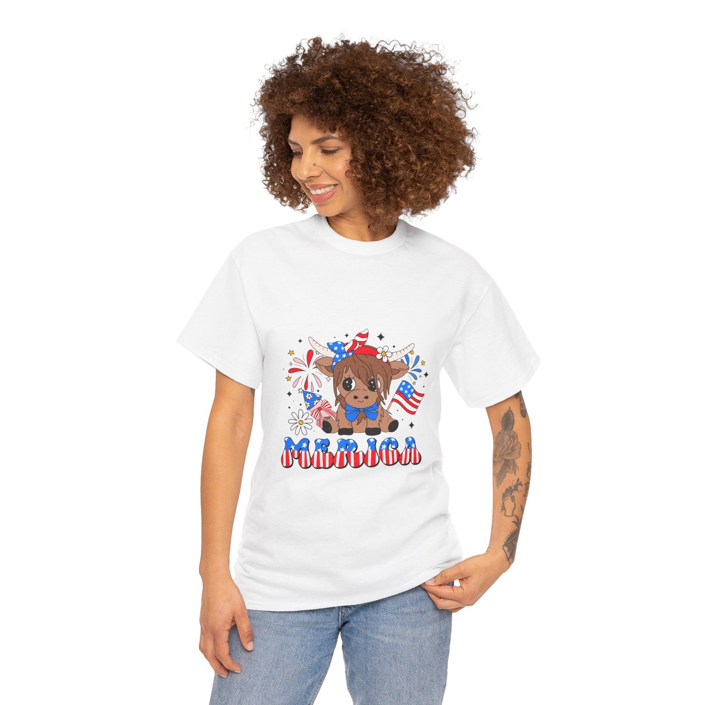 Patriotic Highland Cow T-shirt