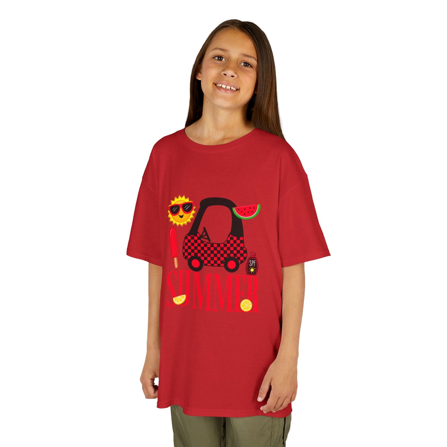Kids Summer Graphic Tee — 'Summer' Car, Sunglasses & Popsicle Design