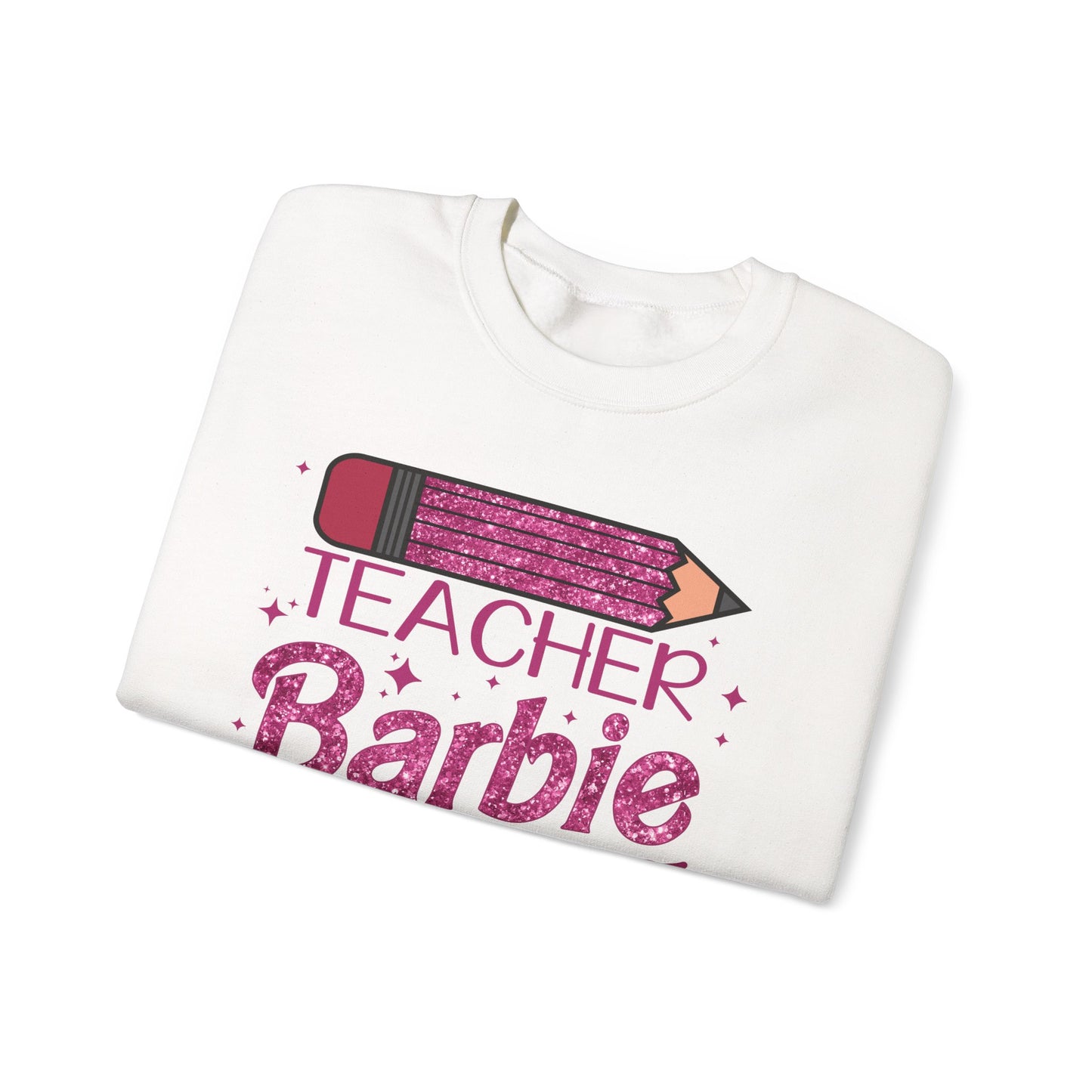 Glitter Pink Teacher Crewneck Sweatshirt | Fun Gift for Educators, Back to School, Teacher Appreciation, Casual Wear, Birthday Gift