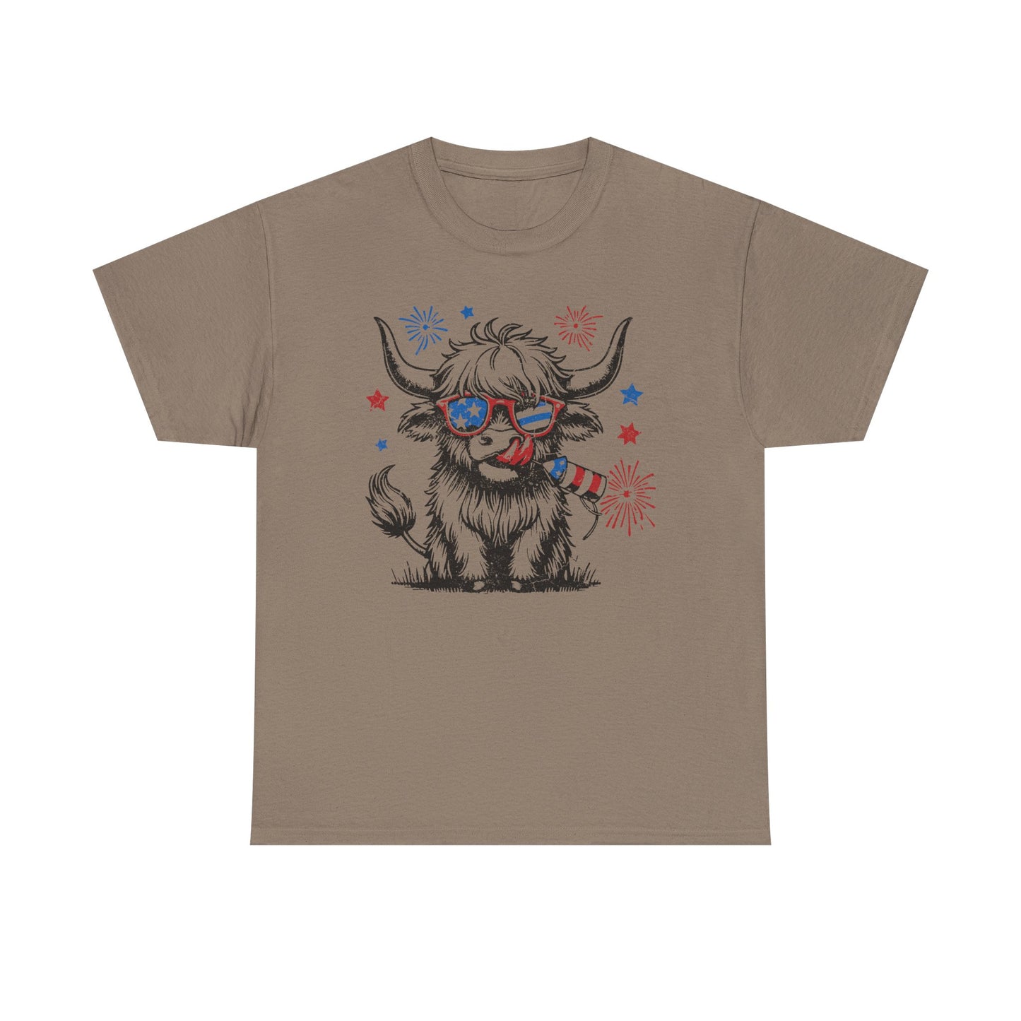 Patriotic Highland Cow Tee