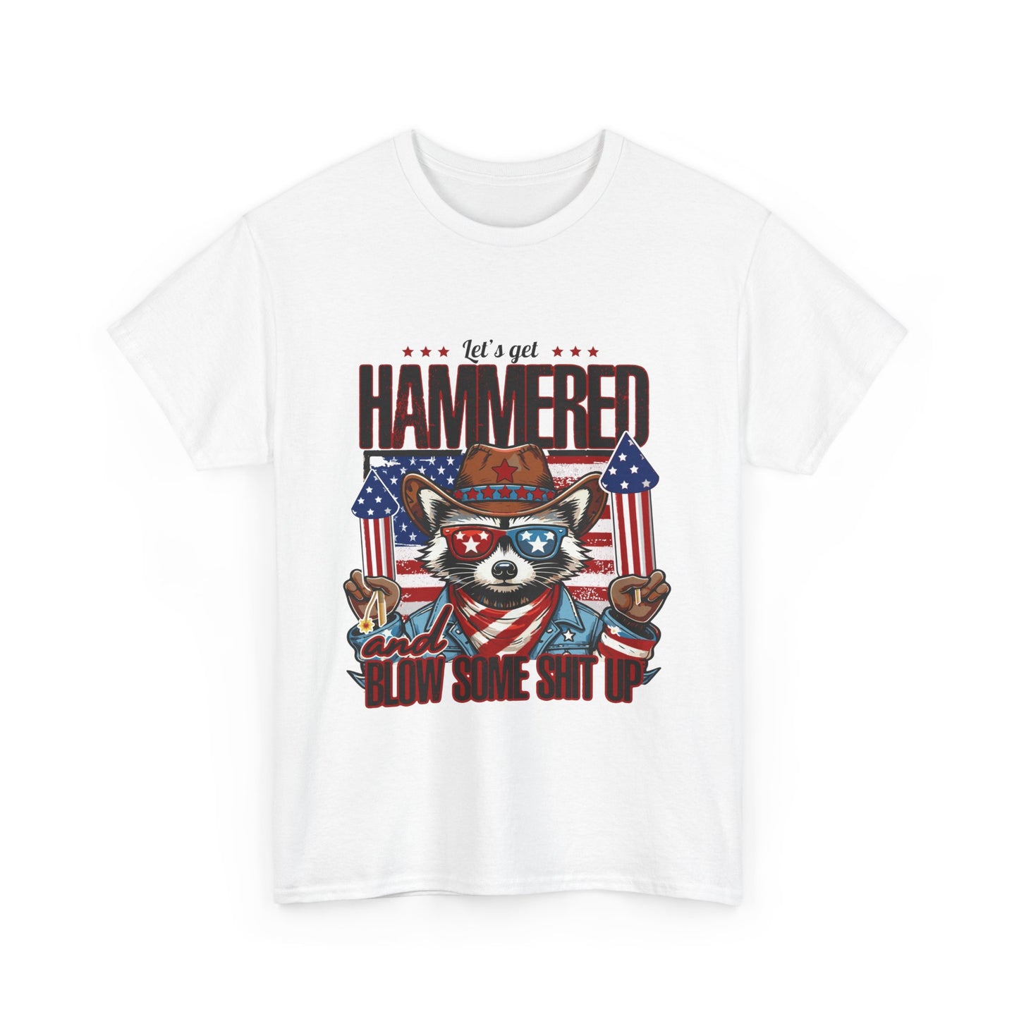 Patriotic Let's Get Hammered! American Party Raccoon Shirt