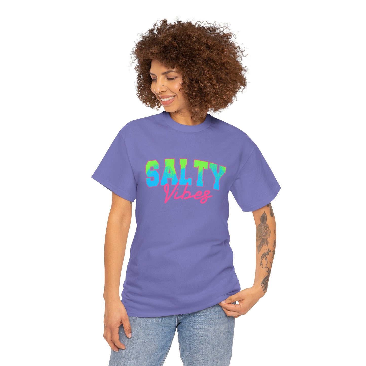 Salty Vibes Unisex Heavy Cotton Tee | Casual Summer Shirt, Beachwear, Gift for Friends, Ocean Lover, Graphic Tee