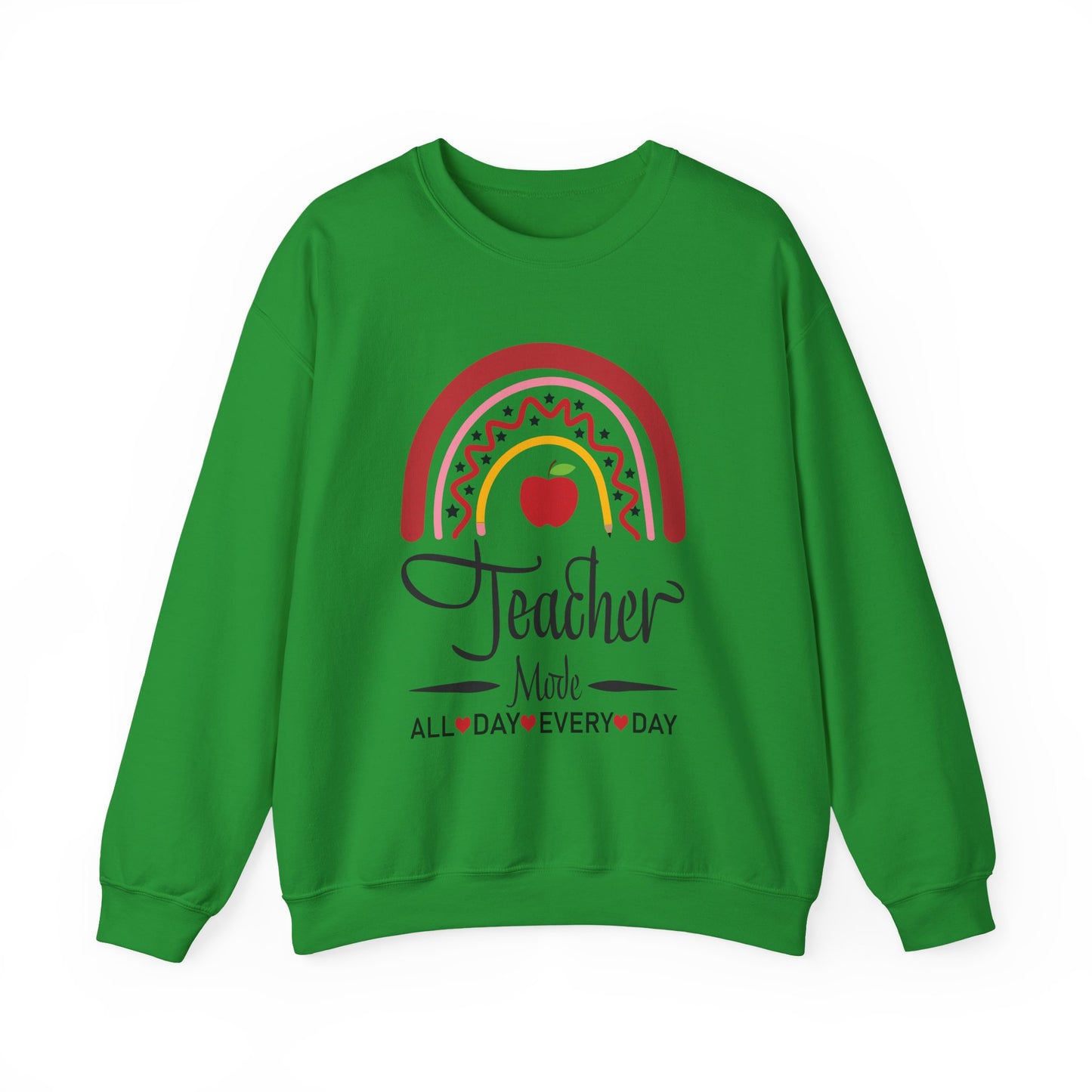 Teacher Made All Day Everyday Crewneck Sweatshirt, Comfortable Gift for Educators, Back to School, Teacher Appreciation, Cozy Gift