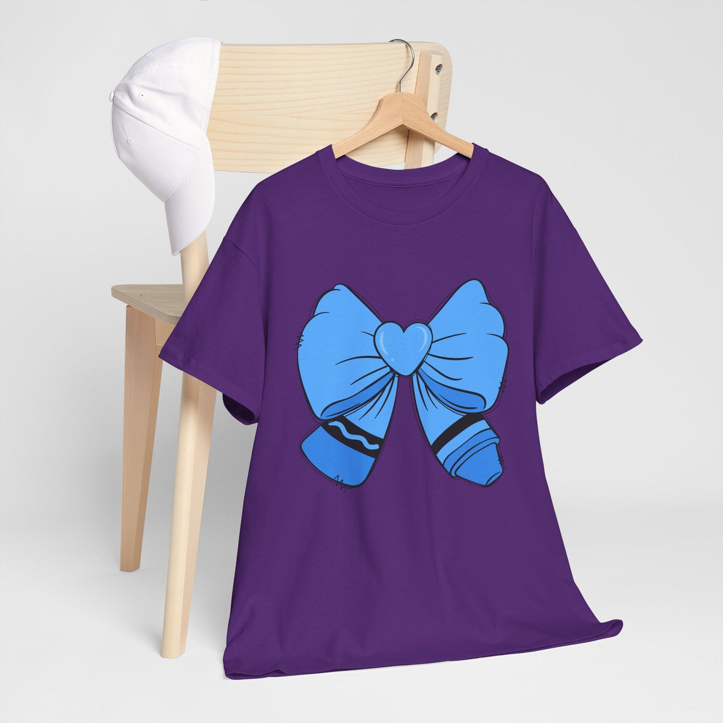 Blue Bow Heart Unisex Tee | Cute Graphic T-Shirt, Gift for Friends, Trendy Casual Wear, Birthday Apparel, Stylish Everyday Top