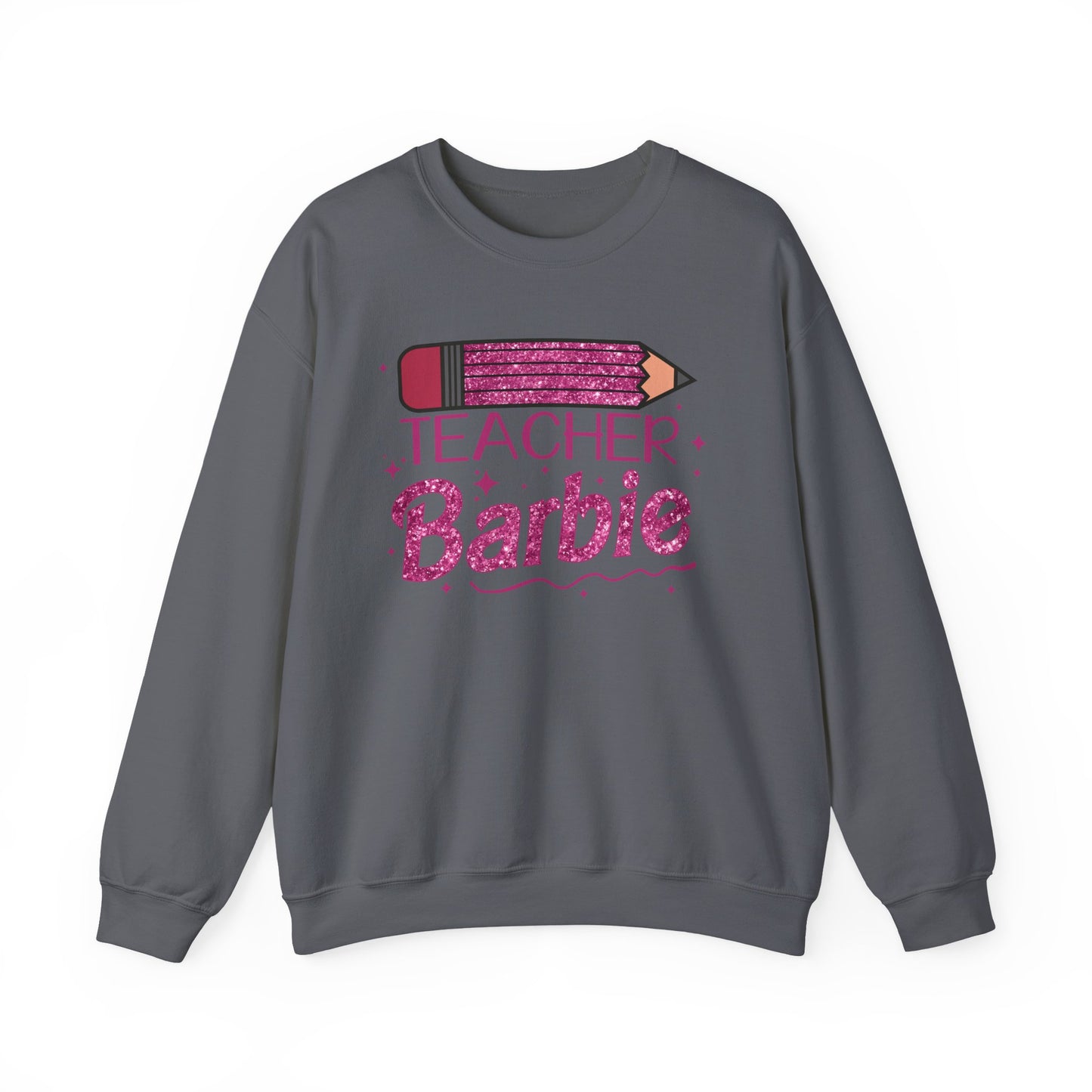 Glitter Pink Teacher Crewneck Sweatshirt | Fun Gift for Educators, Back to School, Teacher Appreciation, Casual Wear, Birthday Gift